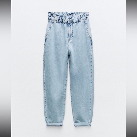 Zara HIGH RISE - BAGGY PAPERBAG jeans size 2 - Picture 1 of 2